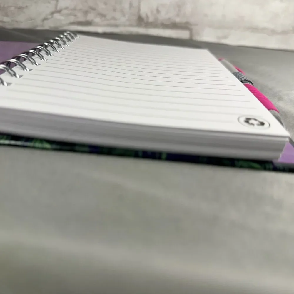 Mothers Inspiration Purple Floral Spiral Notebook Hardcover Pink Pen Included
